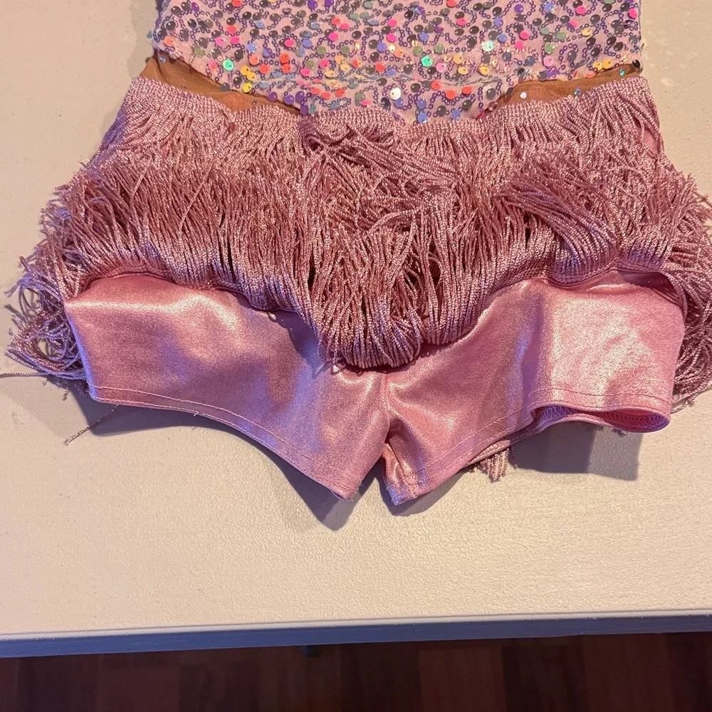 Sparkling Pink Sequin Kids Dance Costume